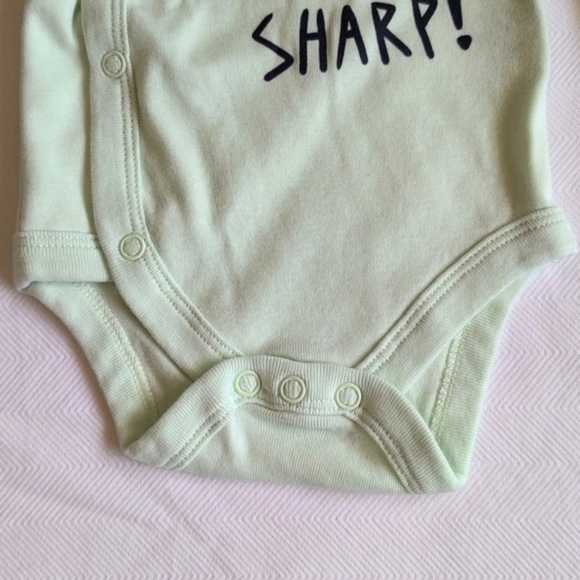 joe fresh pastel green snap kimono style long sleeve bodysuit 3-6 months baby - Picture 4 of 6